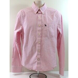 Abercrombie & Fitch Muscle fit Button Down Shirt Pink Plaid Casual large